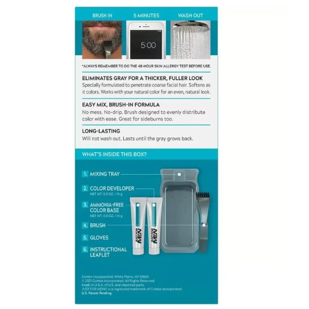 Just For Men Mustache & Beard Brush-In Color Gel M-25 Light Brown 3Pk